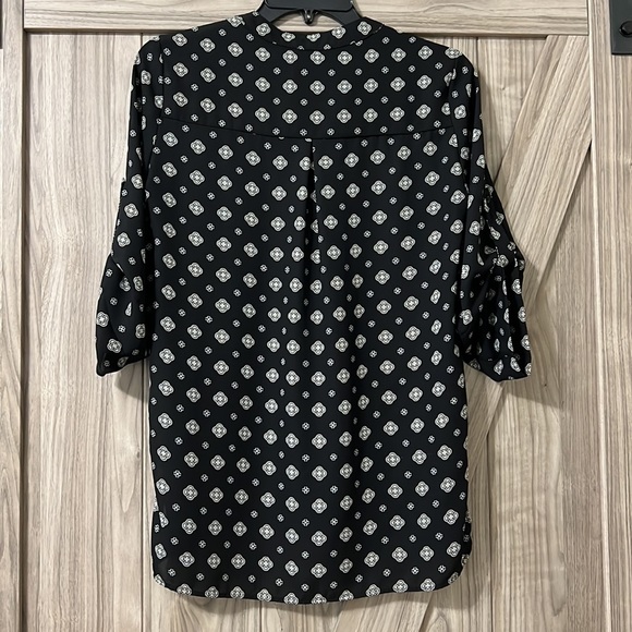 Black Printed High Low Blouse by Emma & Olivia Sz S - Picture 3 of 11